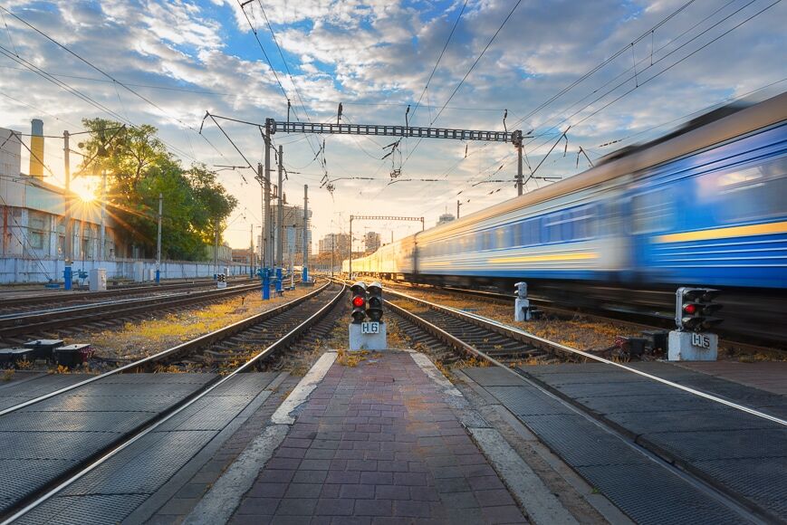 Motion shot van een trein.