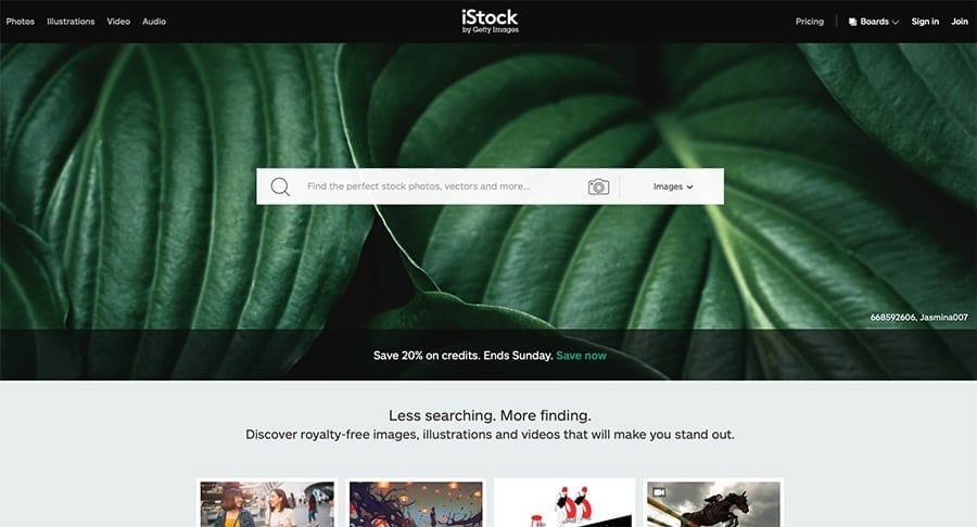 Screenshot van Istock Stockfotografie