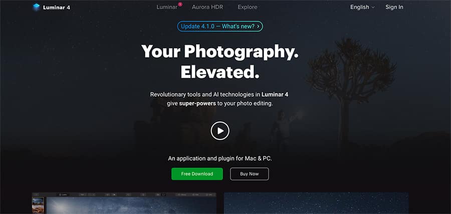 foto-editor luminar is een vertrouwd Adobe Photoshop-alternatief