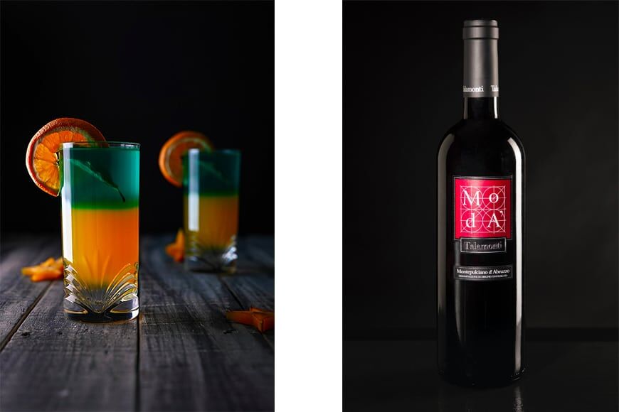 Cocktail- en wijnflesfoto's