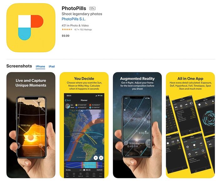 PhotoPills app voor fotografieplanning