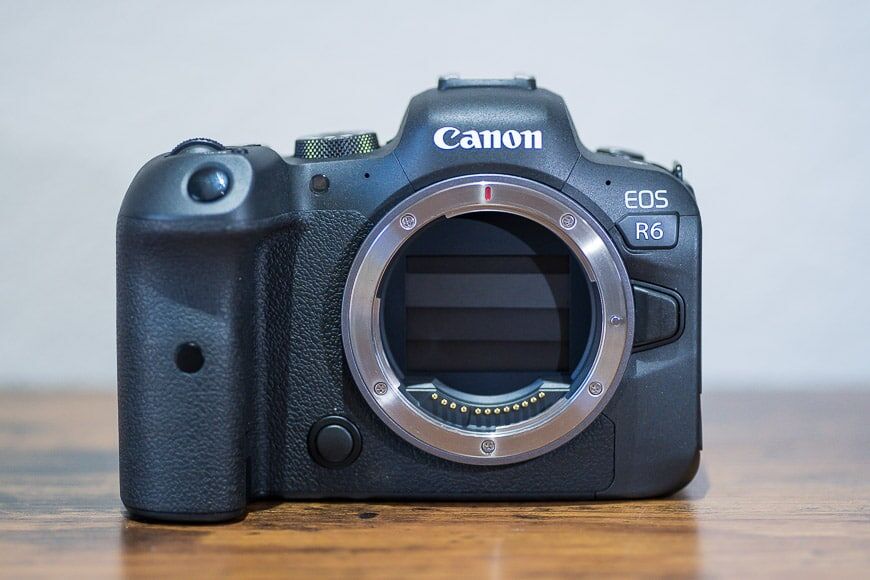 Canon EOS R6 sluiter gesloten om de sensor te beschermen tegen stof.