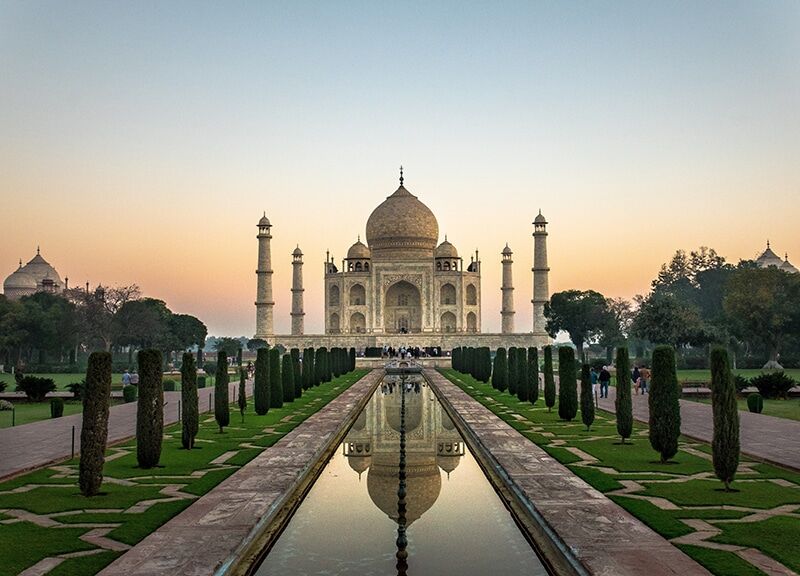 Symmetrie in fotografie voorbeeld van de Taj Mahal