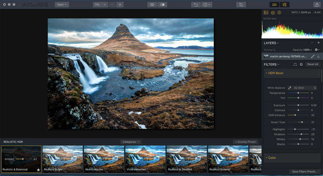 Aurora HDR is een nabewerkingsapp die door landschapsfotografen wordt gebruikt voor bracketing om foto's samen te voegen met verschillende belichtingsinstellingen.