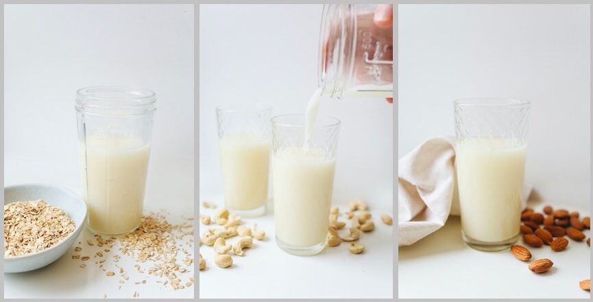 Verschillende soorten melk worden gebruikt in melkbadfotografie 