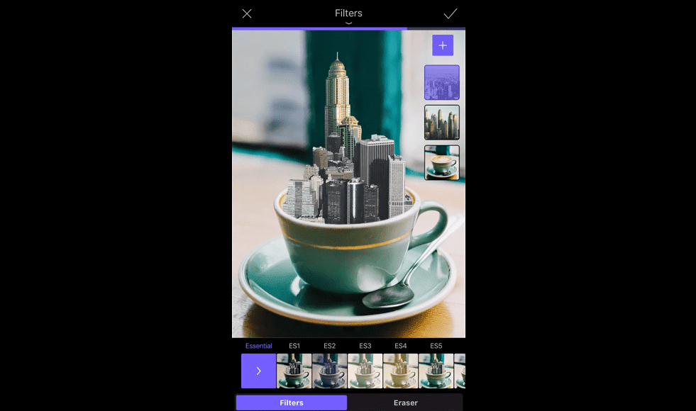 Het gebruik van filters kan de creativiteit van uw afbeelding vergroten. U kunt ook de afbeeldingsgrootte aanpassen.