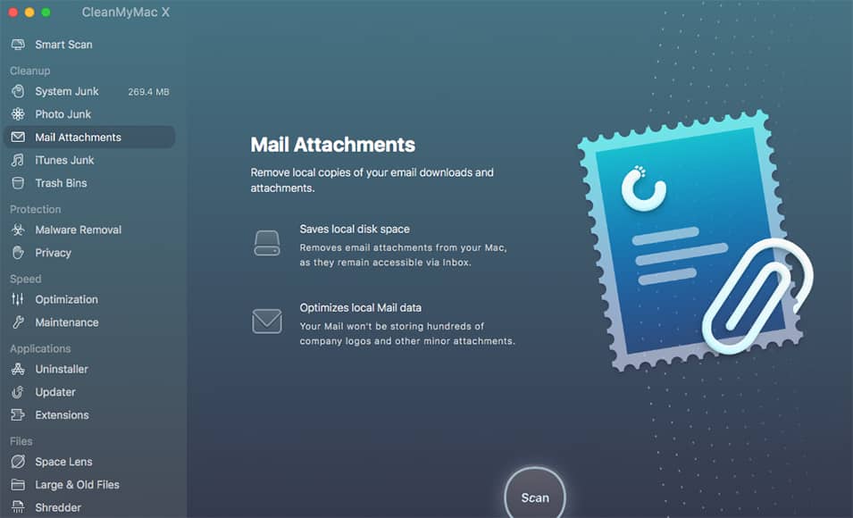 e-mailbijlage opschonen screenshot cleanmymac x