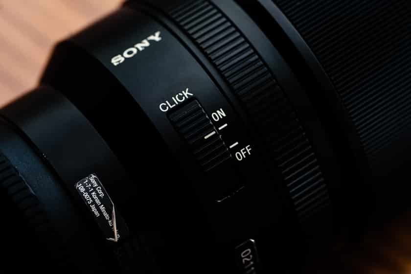 Foto van de Sony Distagon 35mm f1.4 Aperture Ring Klik