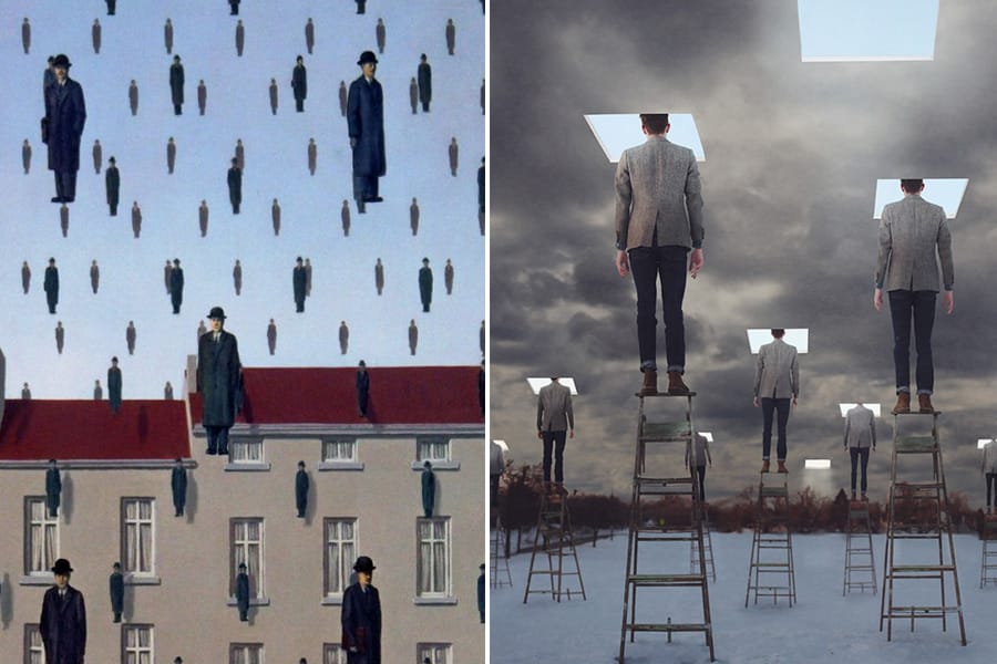 Rene Magritte schilderij en Logan Zillmer foto