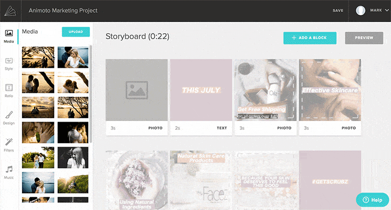 Animoto-video-maker-review---storyboard